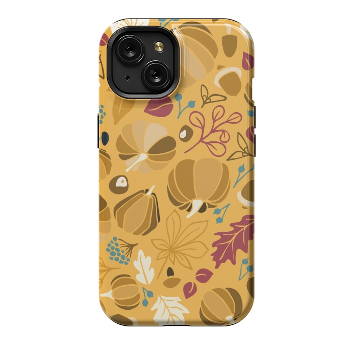 iPhone 15 StrongFit Fall Fruits in Mustard and Red by Paula Ohreen