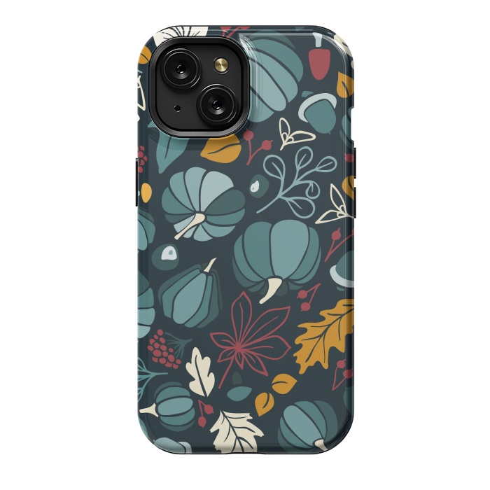 iPhone 15 StrongFit Fall Fruits in Navy and Red by Paula Ohreen