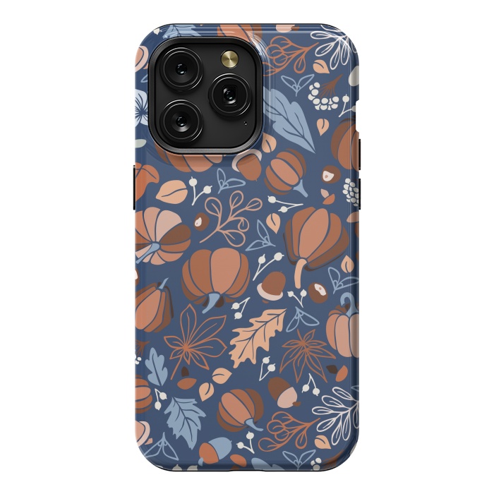 iPhone 15 Pro Max StrongFit Fall Fruits in Navy and Orange by Paula Ohreen