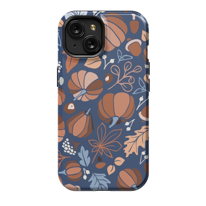 iPhone 15 StrongFit Fall Fruits in Navy and Orange by Paula Ohreen