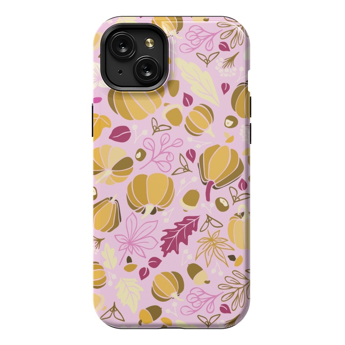 iPhone 15 Plus StrongFit Fall Fruits in Pink and Orange by Paula Ohreen