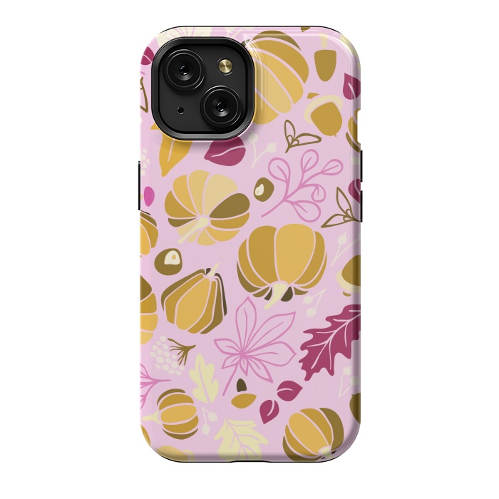 iPhone 15 StrongFit Fall Fruits in Pink and Orange by Paula Ohreen
