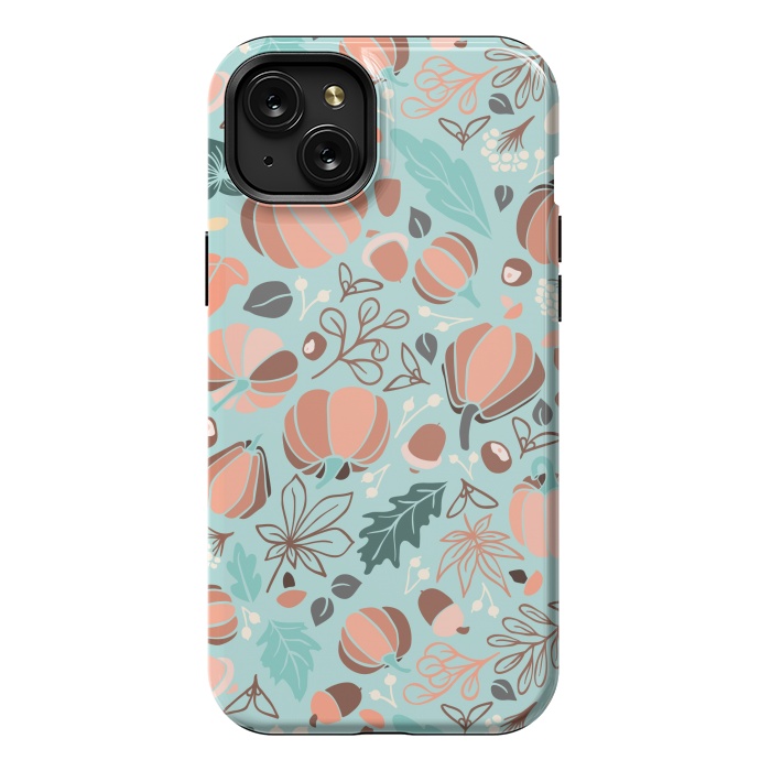 iPhone 15 Plus StrongFit Fall Fruits in Mint and Orange by Paula Ohreen