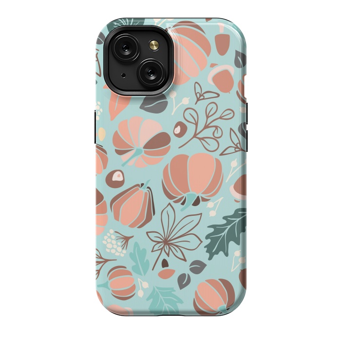 iPhone 15 StrongFit Fall Fruits in Mint and Orange by Paula Ohreen