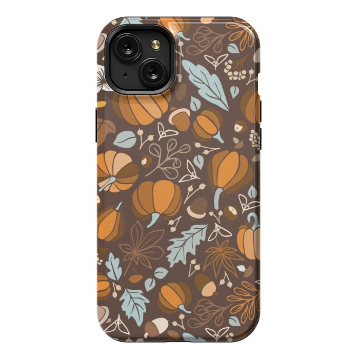 iPhone 15 Plus StrongFit Fall Fruits in Brown and Mustard by Paula Ohreen