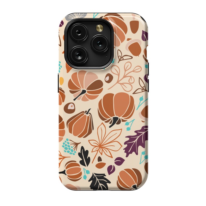 iPhone 15 Pro StrongFit Fall Fruits in Cream and Orange by Paula Ohreen