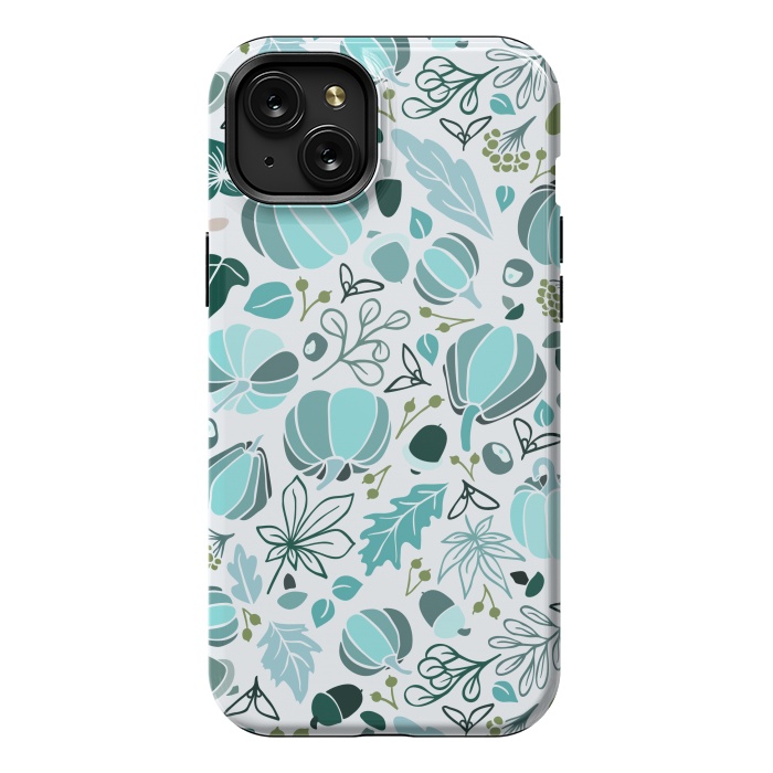 iPhone 15 Plus StrongFit Fall Fruits in Blue and Green by Paula Ohreen