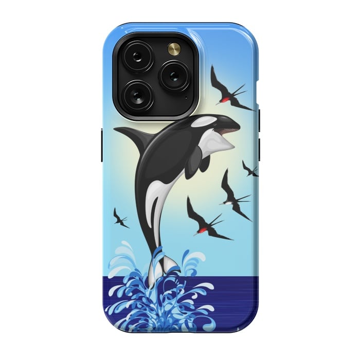 iPhone 15 Pro StrongFit Orca Killer Whale jumping out of Ocean by BluedarkArt