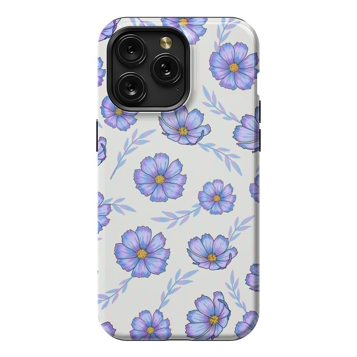 iPhone 15 Pro Max StrongFit Purple blue flowers by Jms