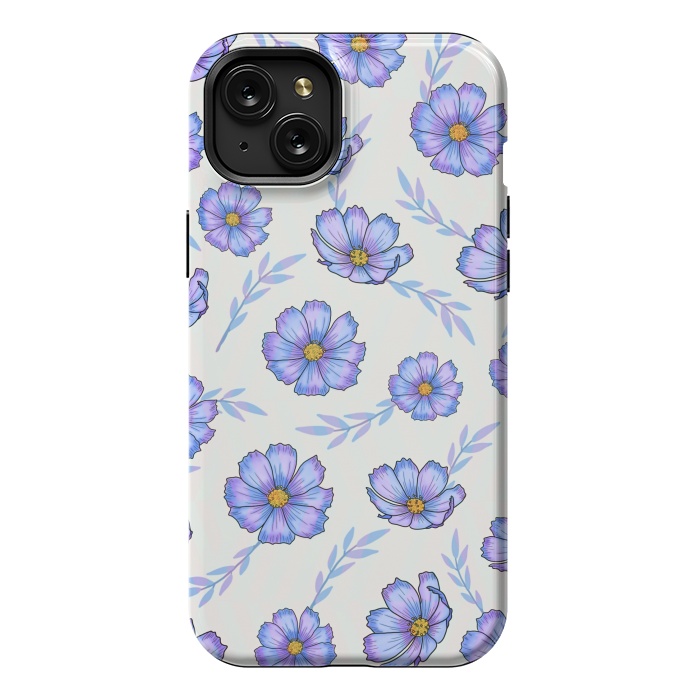 iPhone 15 Plus StrongFit Purple blue flowers by Jms
