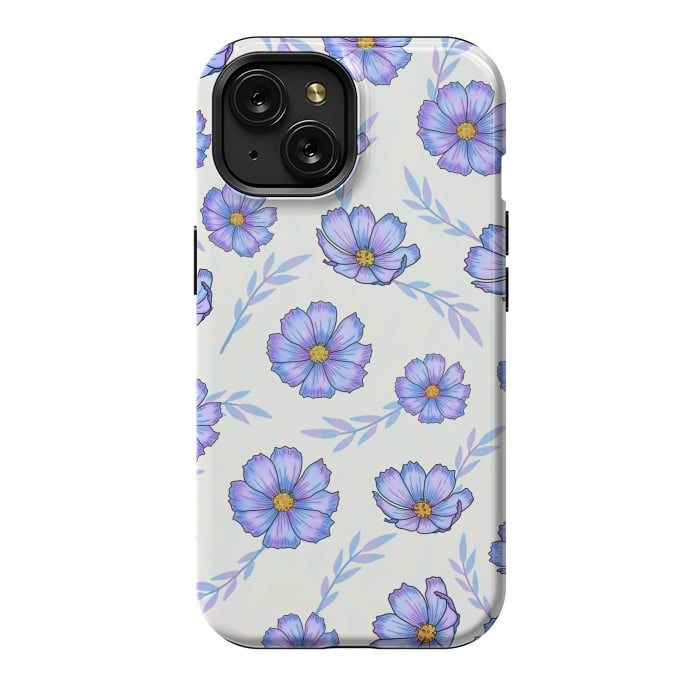 iPhone 15 StrongFit Purple blue flowers by Jms