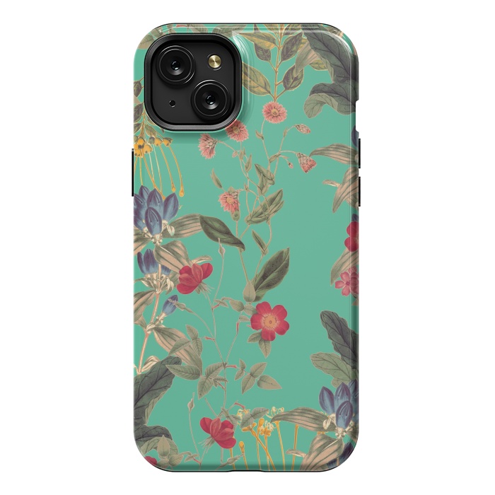 iPhone 15 Plus StrongFit Aqua Blooms by Zala Farah