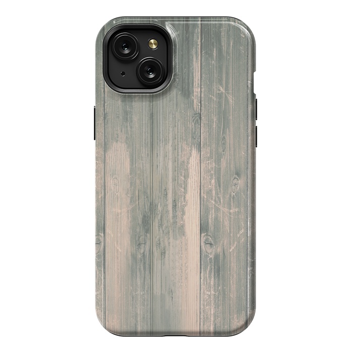 iPhone 15 Plus StrongFit grey wood by haroulita