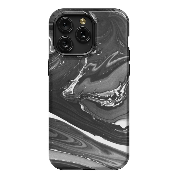 iPhone 15 Pro Max StrongFit black white minimal marble by haroulita