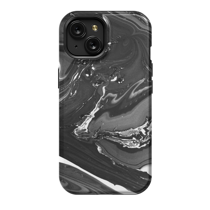 iPhone 15 StrongFit black white minimal marble by haroulita