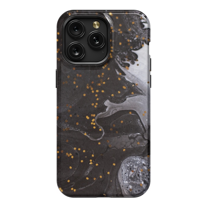 iPhone 15 Pro Max StrongFit glitter marble black white by haroulita