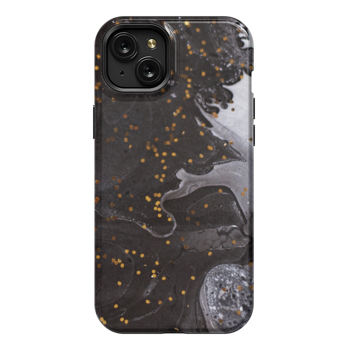 iPhone 15 Plus StrongFit glitter marble black white by haroulita