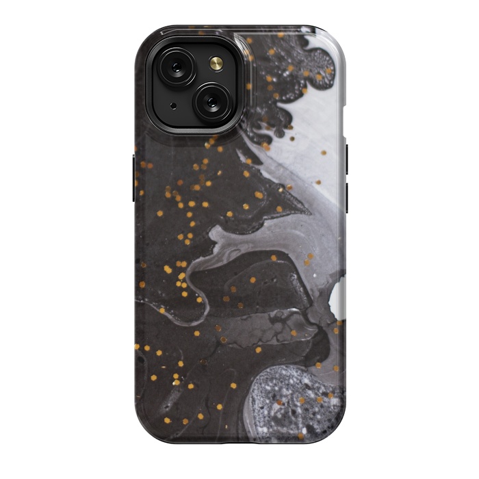 iPhone 15 StrongFit glitter marble black white by haroulita