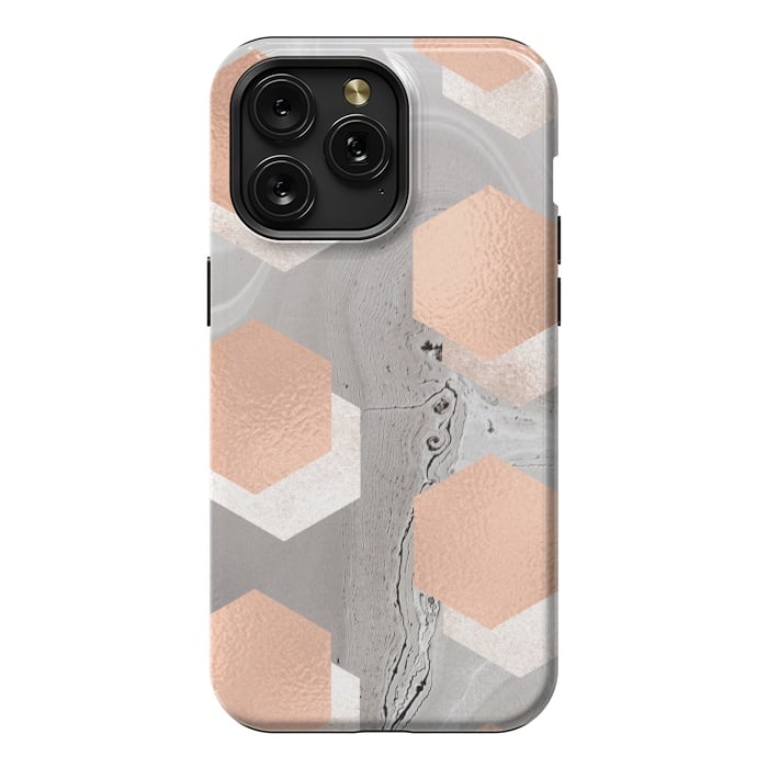iPhone 15 Pro Max StrongFit rose gold marble by haroulita