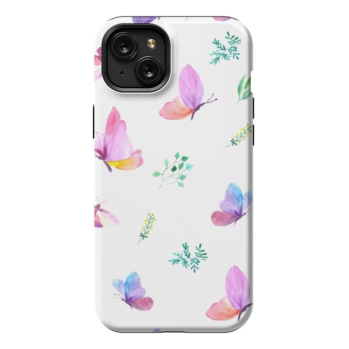 iPhone 15 Plus StrongFit watercolor butterflies c by haroulita