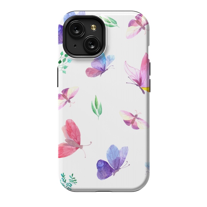 iPhone 15 StrongFit watercolor butterflies c by haroulita