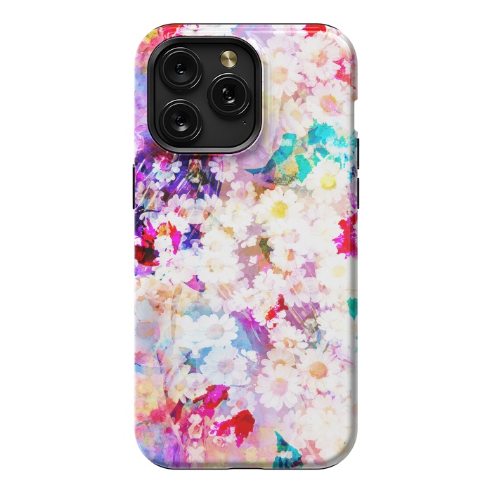 iPhone 15 Pro Max StrongFit Colorful watercolor daisy petals by Oana 