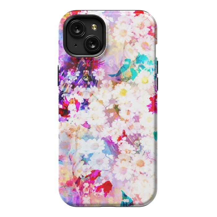 iPhone 15 Plus StrongFit Colorful watercolor daisy petals by Oana 
