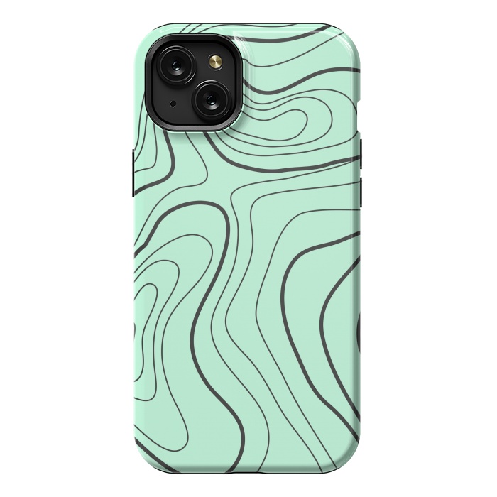 iPhone 15 Plus StrongFit green abstract lines 2 by MALLIKA