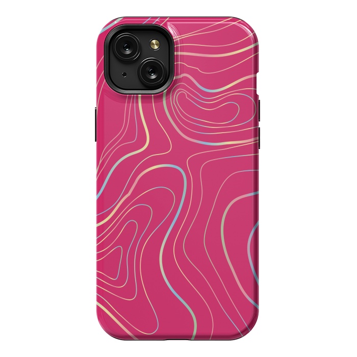 iPhone 15 Plus StrongFit pink golden lines by MALLIKA