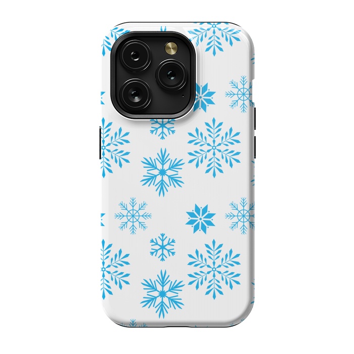 iPhone 15 Pro StrongFit blue snowflakes pattern by MALLIKA