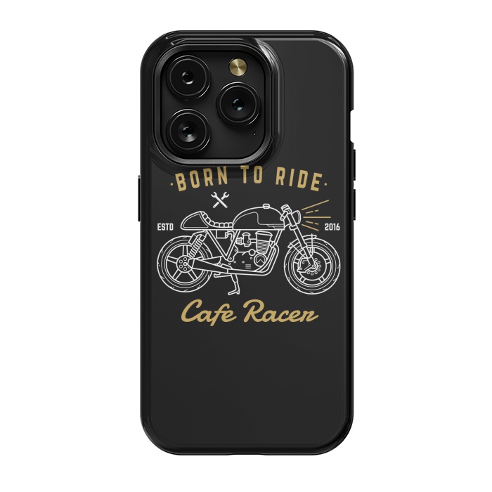 iPhone 15 Pro StrongFit Born to Ride Cafe Racer by Afif Quilimo