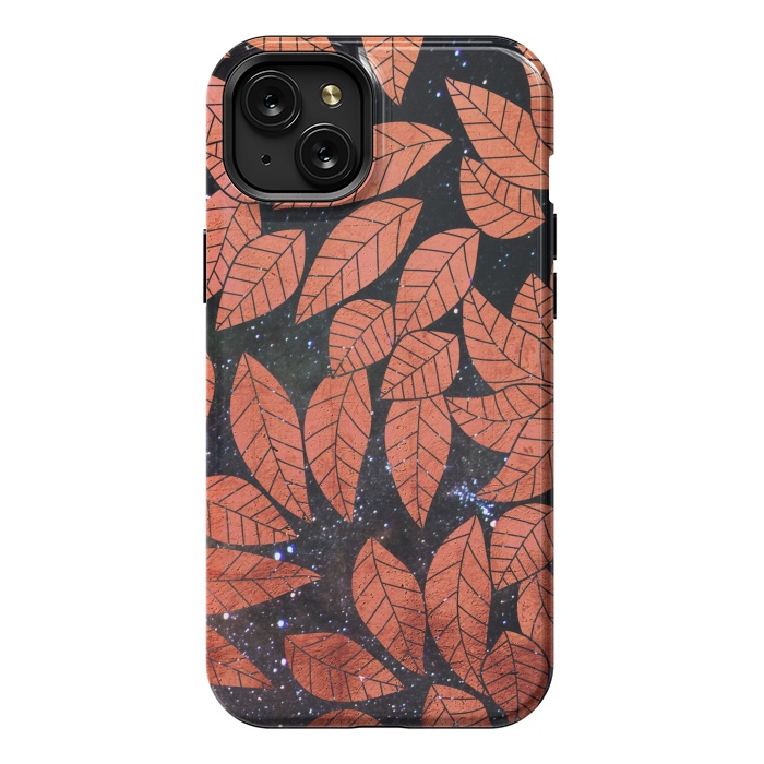 iPhone 15 Plus StrongFit Rust autumn leaves pattern by Oana 