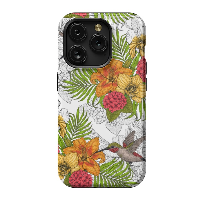 iPhone 15 Pro StrongFit Hummingbirds and tropical bouquet by Katerina Kirilova