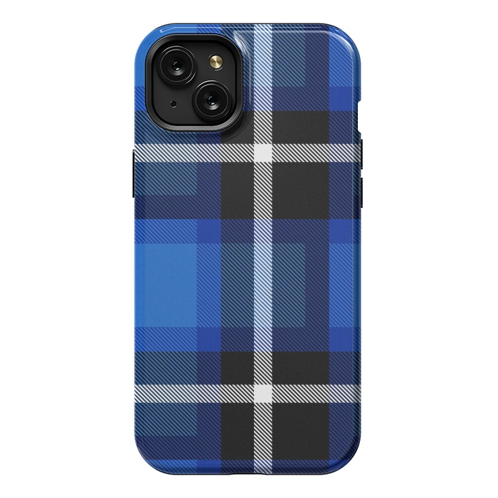 iPhone 15 Plus StrongFit Blue Scottish Plaid by TMSarts