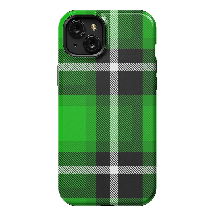 iPhone 15 Plus StrongFit Green Scottish Plaid by TMSarts