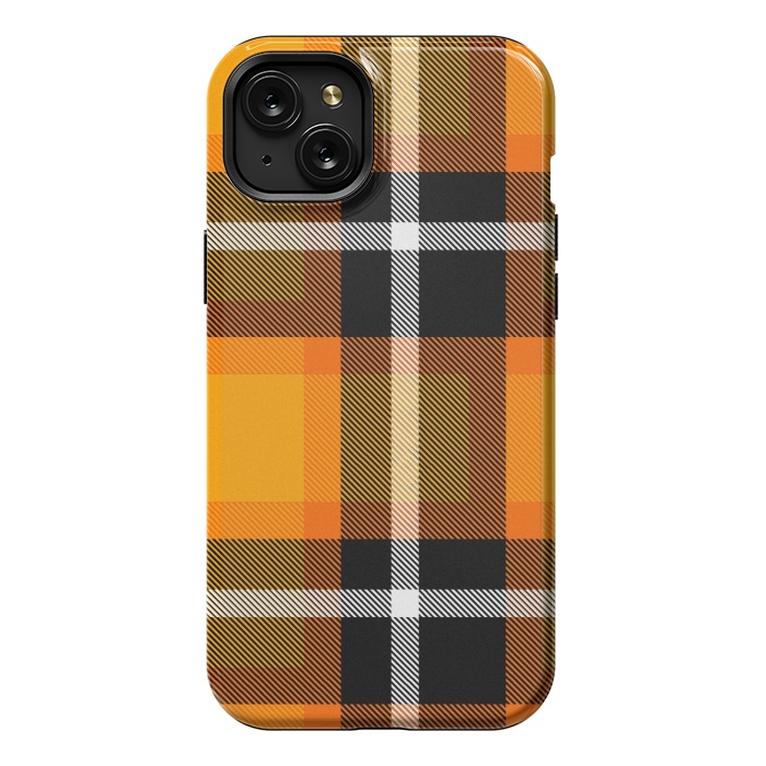 iPhone 15 Plus StrongFit Orange Scottish Plaid by TMSarts