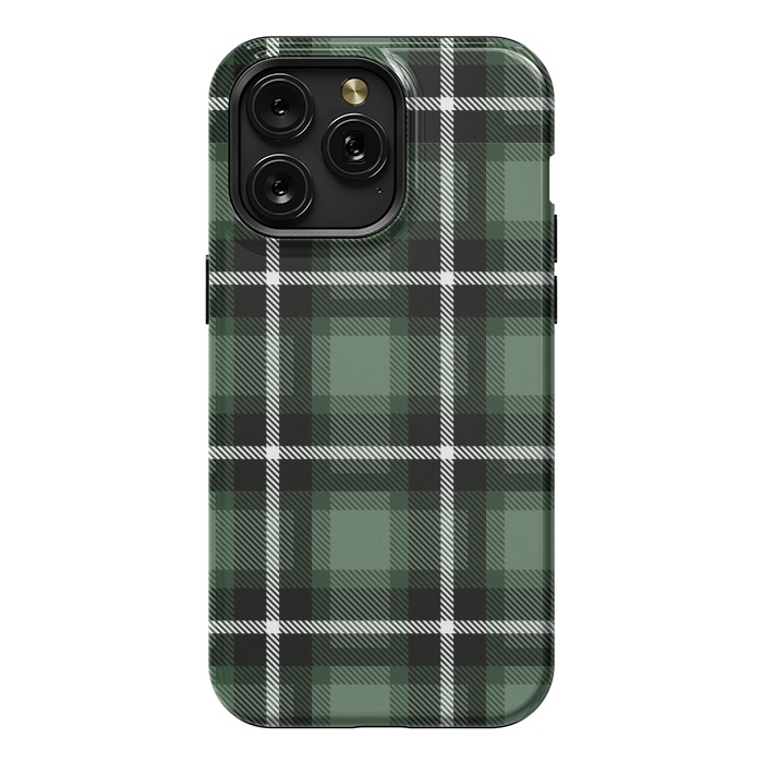 iPhone 15 Pro Max StrongFit Olive Scottish Plaid by TMSarts