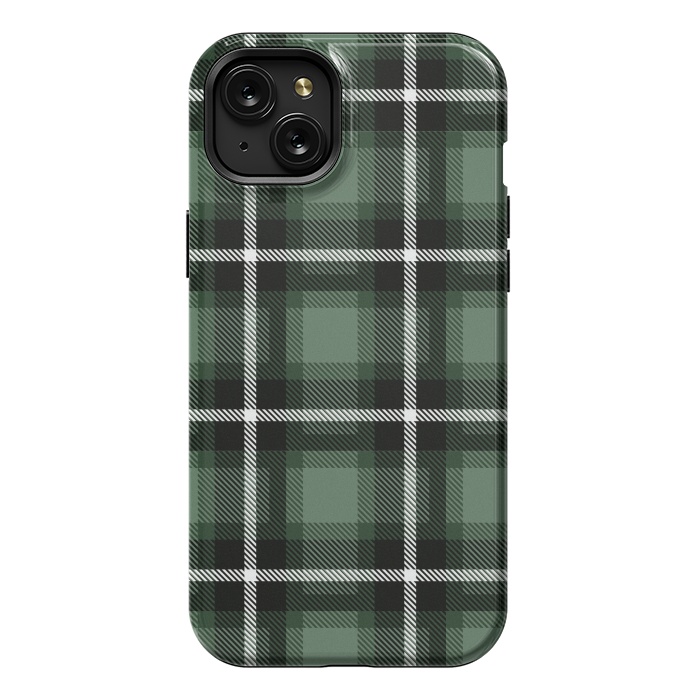 iPhone 15 Plus StrongFit Olive Scottish Plaid by TMSarts