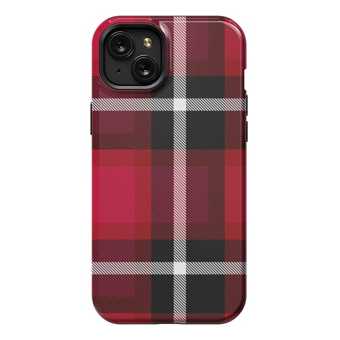 iPhone 15 Plus StrongFit Red Scottish Plaid by TMSarts