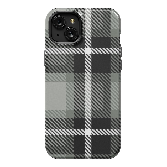 iPhone 15 Plus StrongFit Warm Gray Scottish Plaid by TMSarts