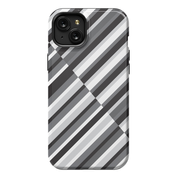 iPhone 15 Plus StrongFit Black Crossing Striped by TMSarts