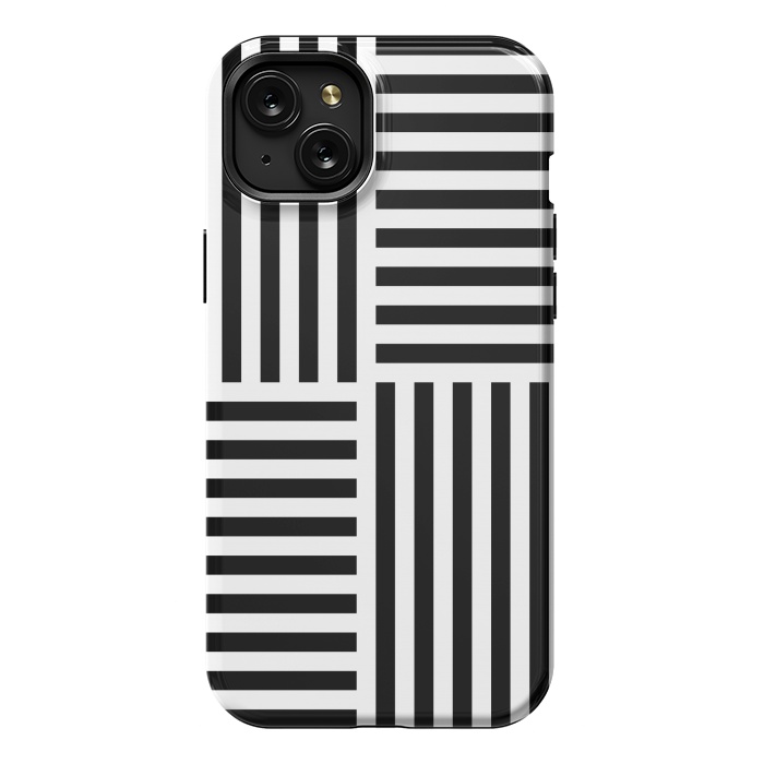 iPhone 15 Plus StrongFit Geo Black Stripes by TMSarts