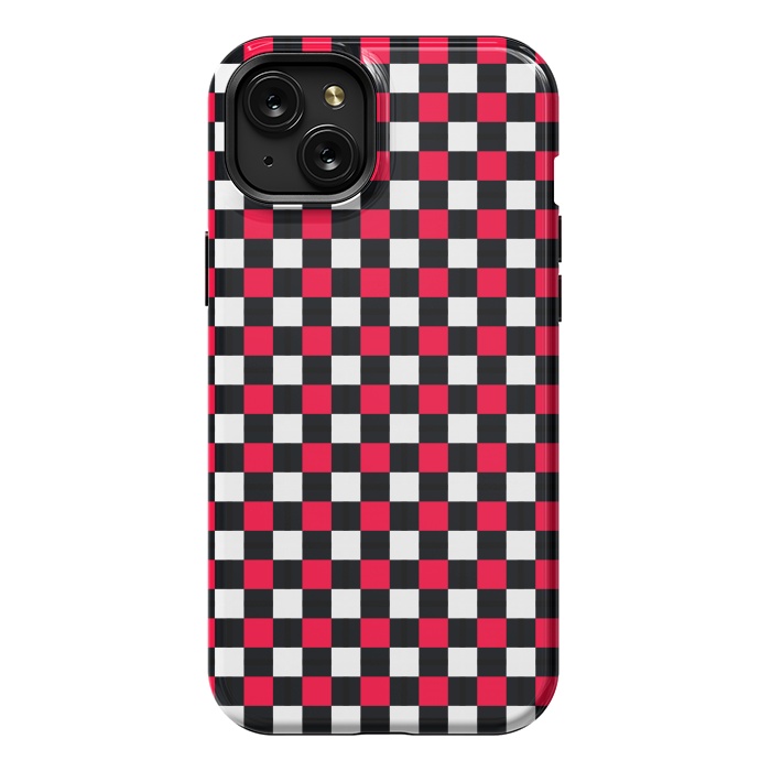 iPhone 15 Plus StrongFit Red and Black Checkered by TMSarts
