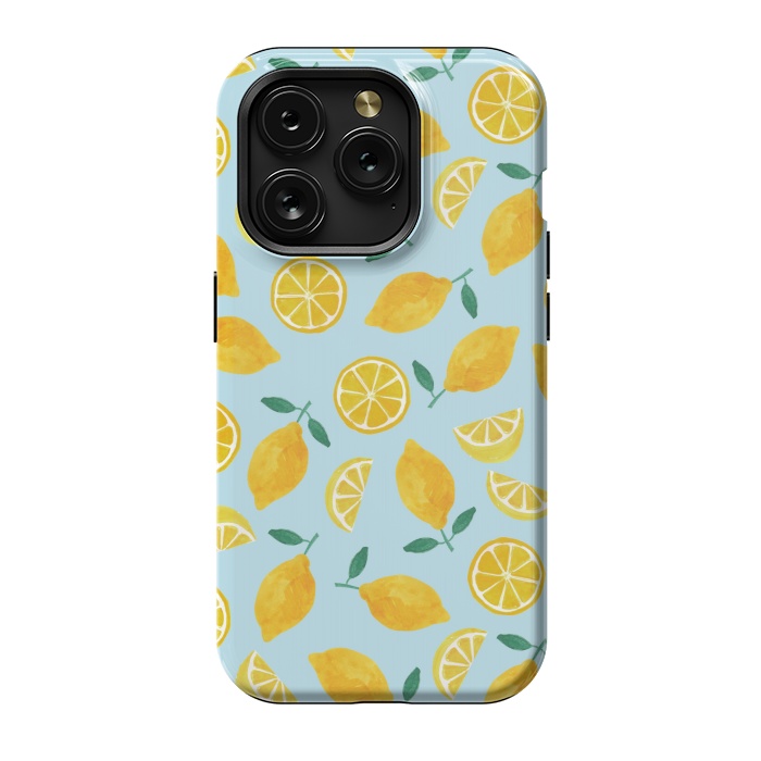 iPhone 15 Pro StrongFit Watercolour Lemons by Tishya Oedit