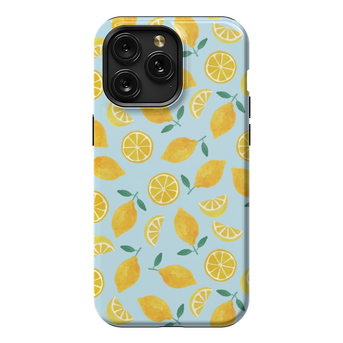 iPhone 15 Pro Max StrongFit Watercolour Lemons by Tishya Oedit