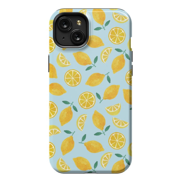 iPhone 15 Plus StrongFit Watercolour Lemons by Tishya Oedit