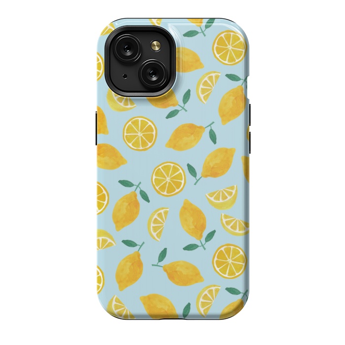 iPhone 15 StrongFit Watercolour Lemons by Tishya Oedit