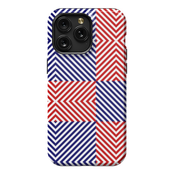 iPhone 15 Pro Max StrongFit Red Blue Crossing Diagonal Striped by TMSarts