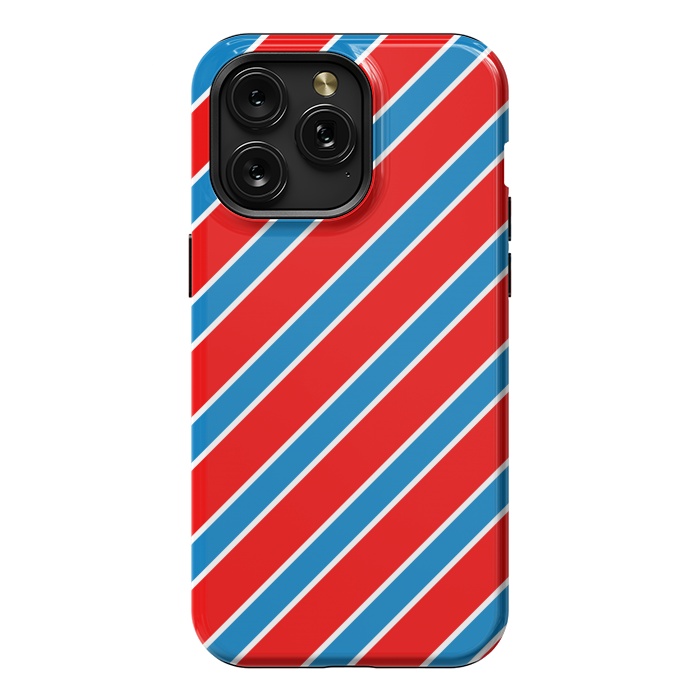 iPhone 15 Pro Max StrongFit Red Blue Diagonal Stripes by TMSarts
