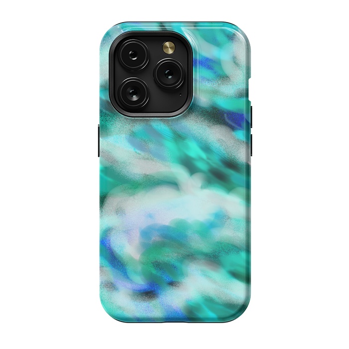 iPhone 15 Pro StrongFit Waves blue abstract art painting phone case by Josie